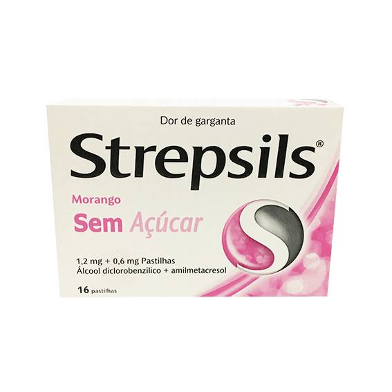 Strepsils Morango sem açúcar, 1,2/0,6 mg x 16 pst